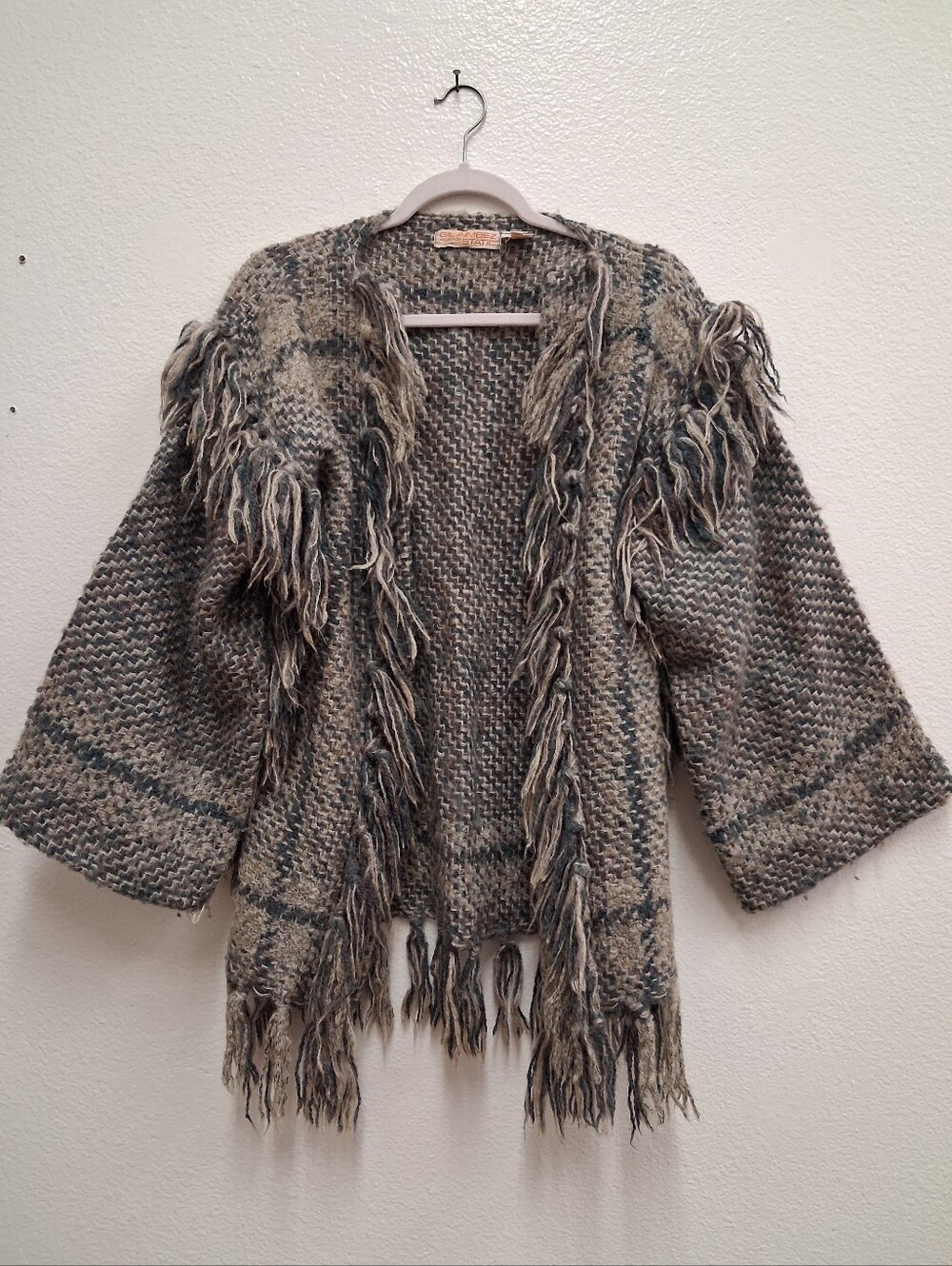 Vintage Gil Aimbez STATIC Fringe 80s  Cardigan Sweater Knit Women’s Medium